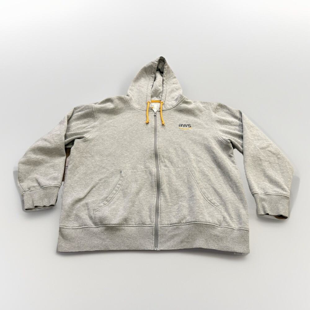 AWS Mens Amazon Web Services Gray Full Zip Embroidered Hooded Sweatshirt Size XL